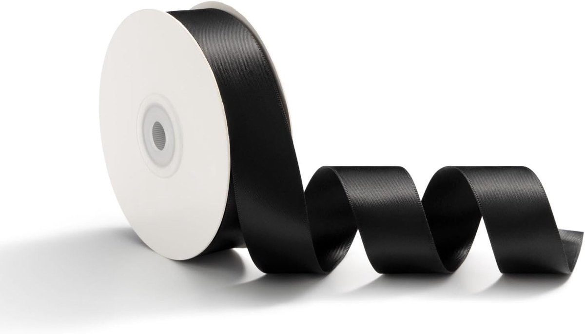 25 mm x 23 m Cadeaulint Satijnen lint Decoratief lint voor bruiloften, Cadeauverpakking, Linten voor knutselen, Zwart