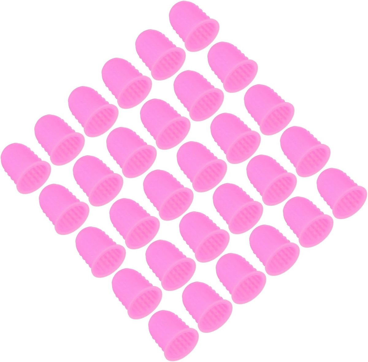 Rubberen vingertoppen, 30 stuks siliconen duimvingertopbescherming, vingerbedjes, beschermpads, vingerhoedjes, handgrepen voor kantoor, tellen en naaien, roze, medium formaat