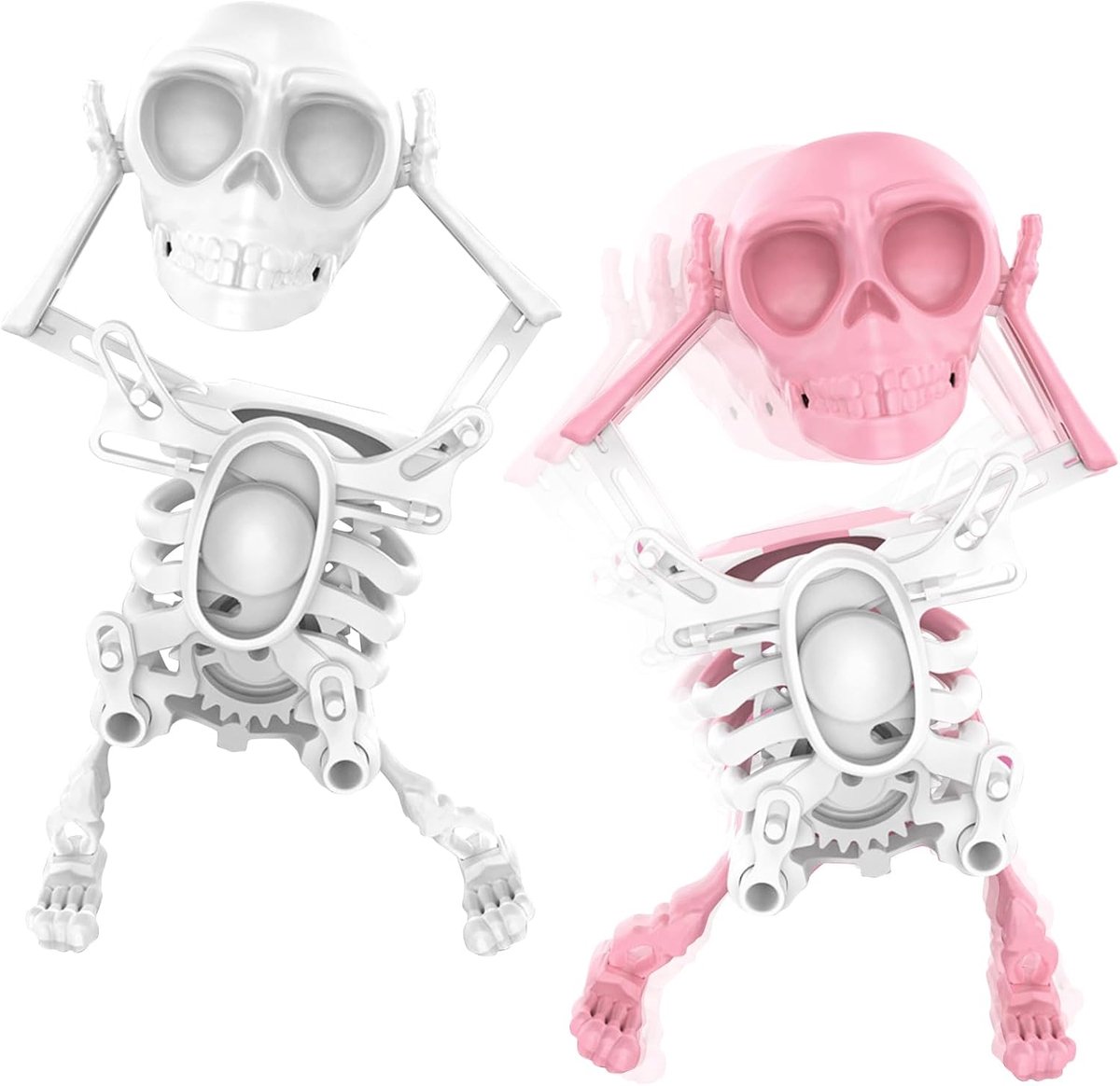 2 stuks Halloween skeletfiguren, dansend skelet, tafeldecoratie, grappig en verschrikkelijk skelet, decoratief figuur voor spookhuis-rekwisieten, Halloween feestdecoraties