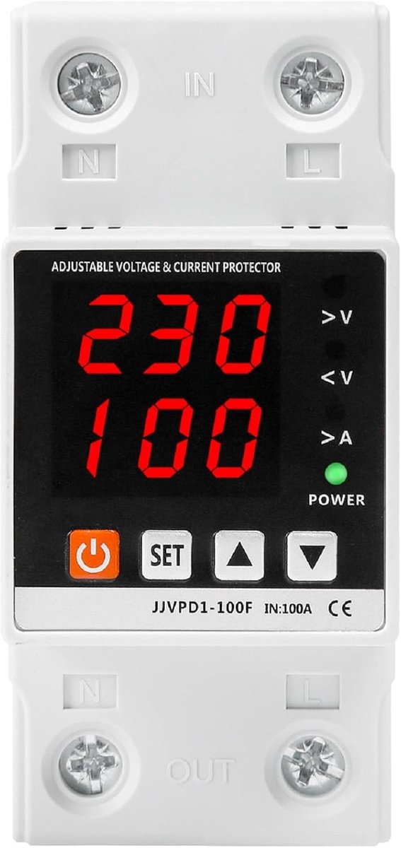Over- en onderspanningsbeveiliging 230 V AC 2P 100 A instelbare overstroombeveiliging voor overspanning en onderspanning relais
