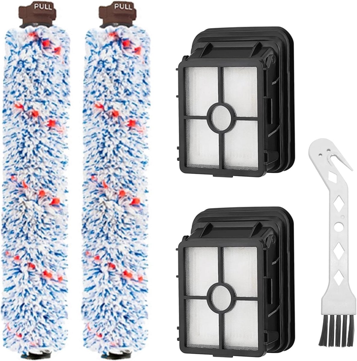 Borstelrol, filteraccessoires, compatibel met 2 multifunctionele borstelrollen, 2 reservefilters, Milti-surface borstel voor Bissell CrossWave 1866, 17132, 2225N, 2582N, nat-/droogzuiger