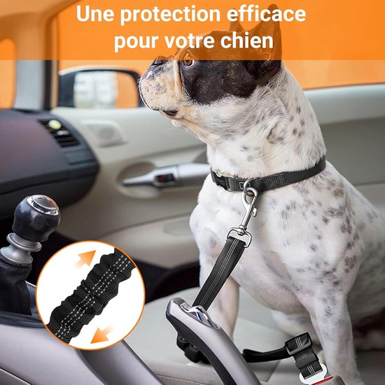 Veiligheidsgordel voor honden in Groot-Brittannië, verstelbare veiligheidsgordel voor huisdieren van 47 tot 70 cm met draaibare clip en reflecterende strips voor auto's, riem — afbeelding 3