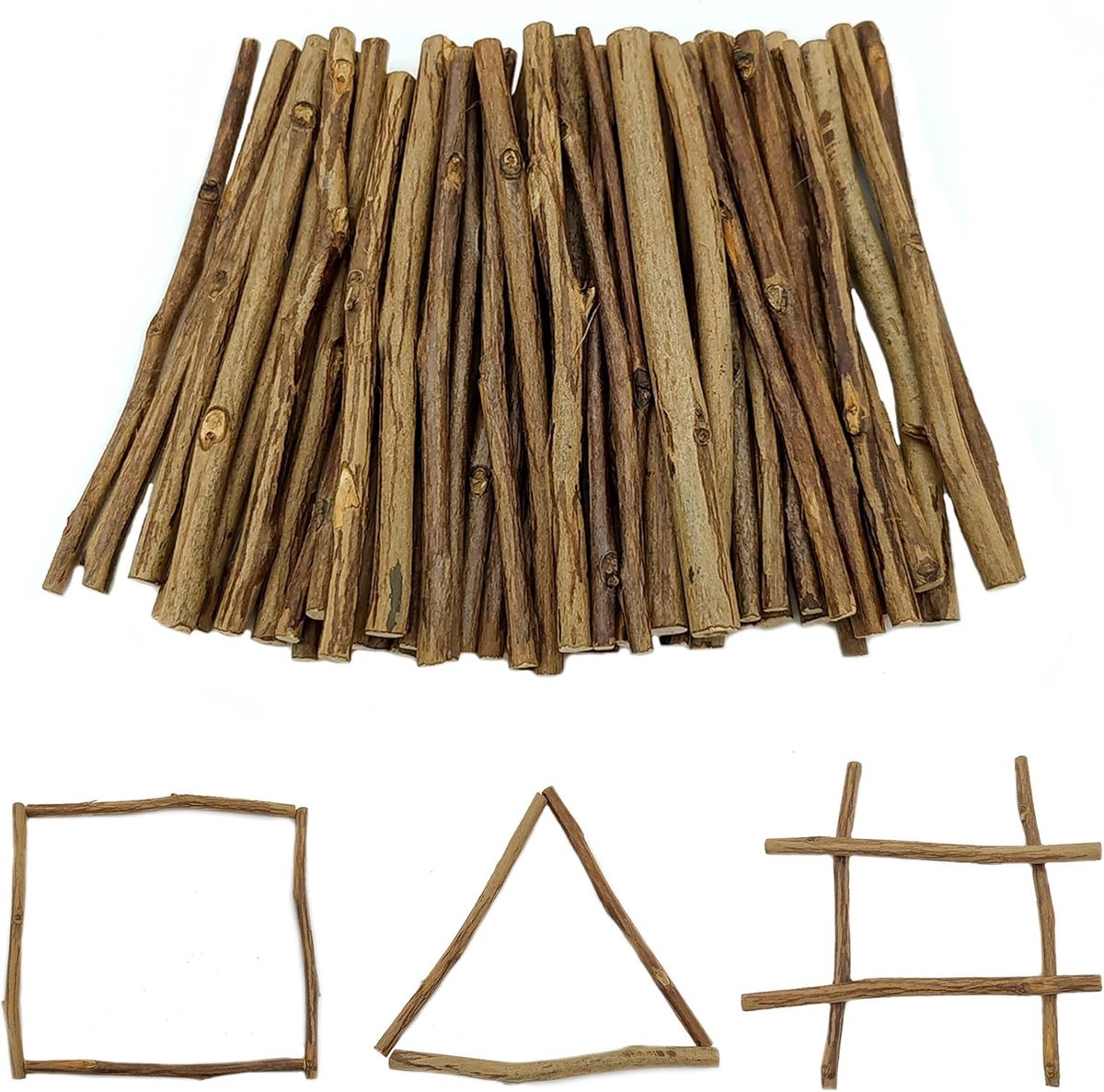 50 stuks takken, stokken, drijfhout, onderdelen van hout, takken van doe-het-zelfgeschenken, rustiek, natuurlijke stokken van handwerk, drijvend in versieringen (bruin)