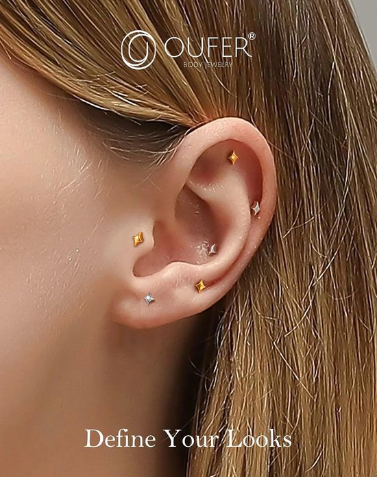 Body Piercing Labret Jewellery Titanium Labret Stud 16G/18G 6/8mm Threadless Lip Tragus Conch Earring Push in Helix Medusa Monroe Stud Cartilage Lobe Flat back Earring — afbeelding 4