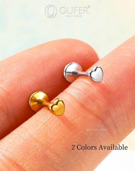 Body Piercing Lip Piercing Jewellery 18G/16G Labret Stud Titanium Helix Earrings Threadless Tragus Bar Push in 6/8mm Cartilage Flat Back Earring Conch Piercings Jewelry — afbeelding 4