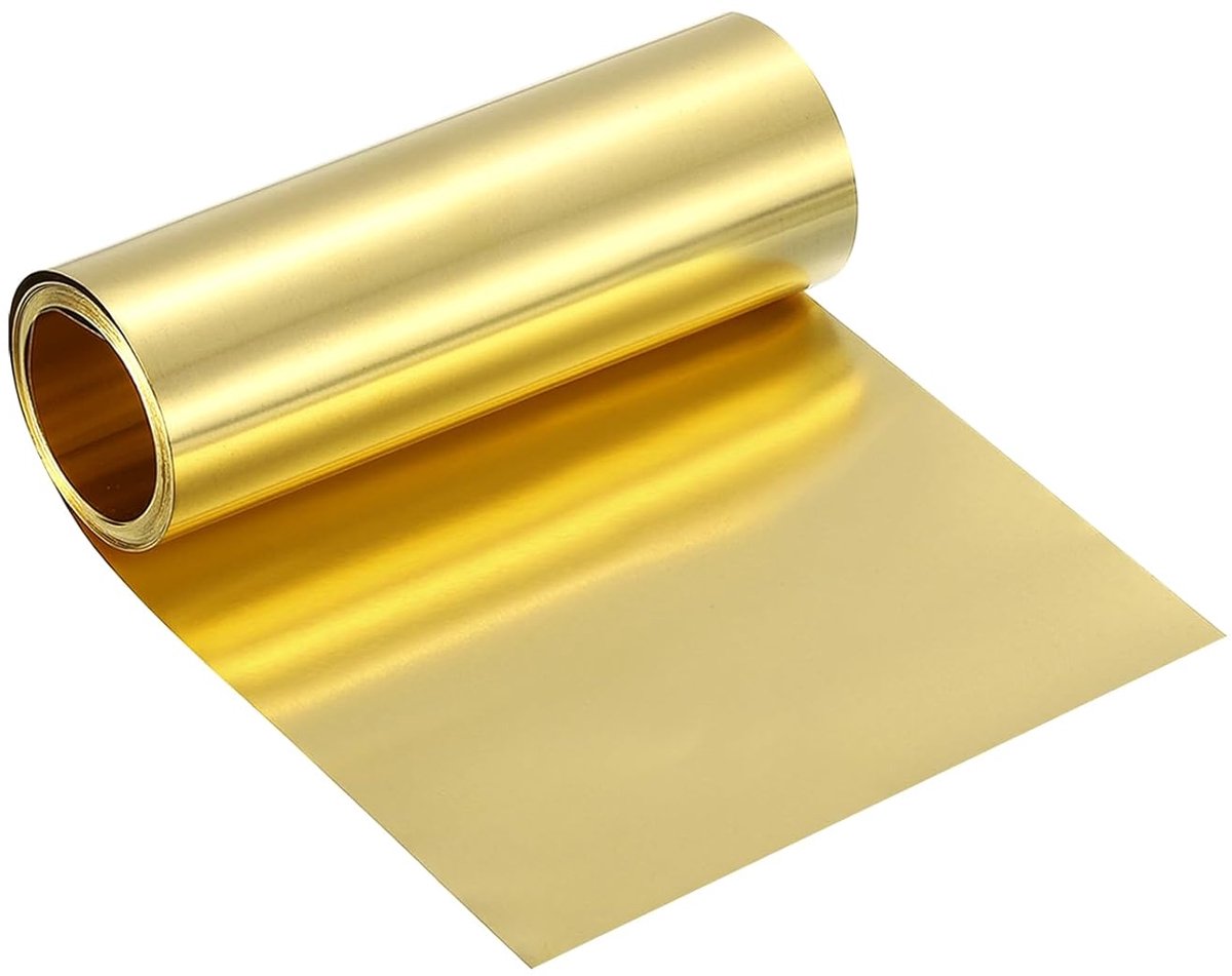 Messing plaatrol, 0,01 x 100 x 3000 mm (dikte x breedte x lengte), metalen plaatrol van messingfolie voor knutselwerk, elektrische doe-het-zelfprojecten, reparaties, goud