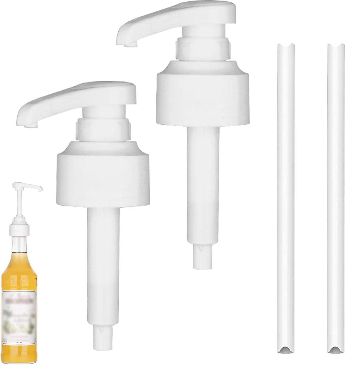 2-Delige Sirooppomp Compatibel met Monin Siroopdispenser met Slangen Herbruikbare Doseerpomp 10 ml Compatibel met Monin-siroopflesjes van 1 L