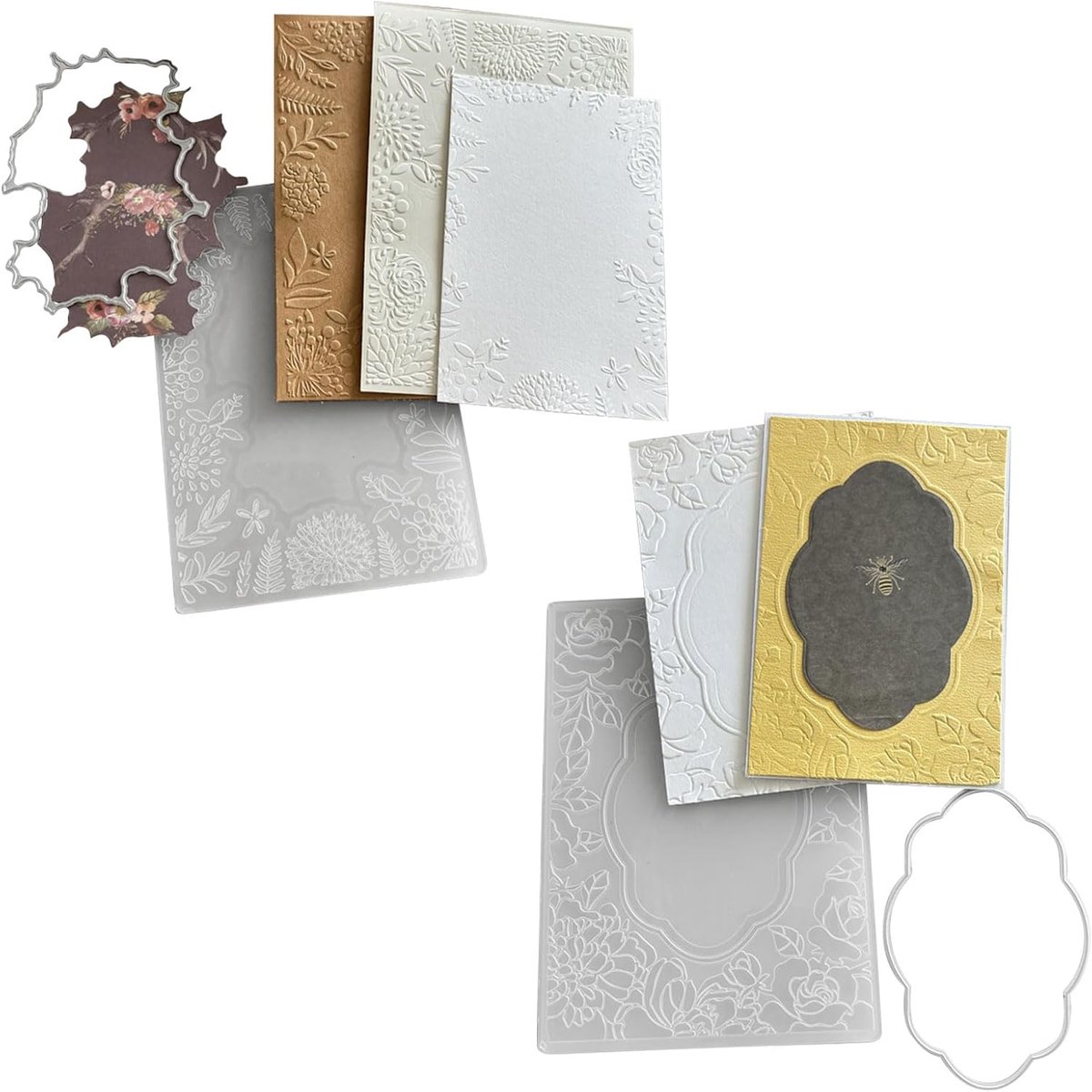 map voor kaarten maken, 2 stuks verjaardag embossing stencil sjabloon mallen en 2 metalen stansen doe-het-zelf papier stansen snijdt kaart decoratievorm voor plakboek fotoalbum