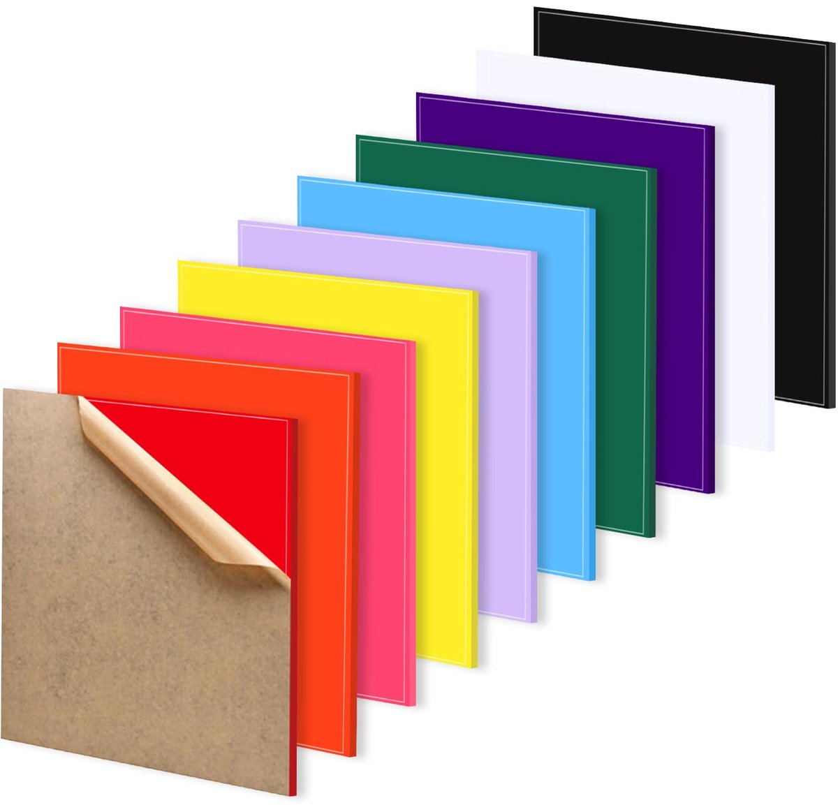 10 stuks acrylplaten, kleurrijk, 20x20cm, gegoten acryl en lasersnijdplaten met beschermfolie, hoogglans acryl kunststofplaat, acrylglas platen geschikt voor lasergravure, DIY sieraden, fotolijsten