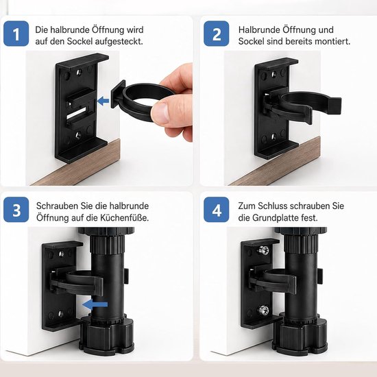 20 stuks plinten clips met 44 schroeven, voor keukenplint, robuuste stabiele keukensokkel, bevestiging voor 27-32 mm plint keuken (zwart) — afbeelding 3