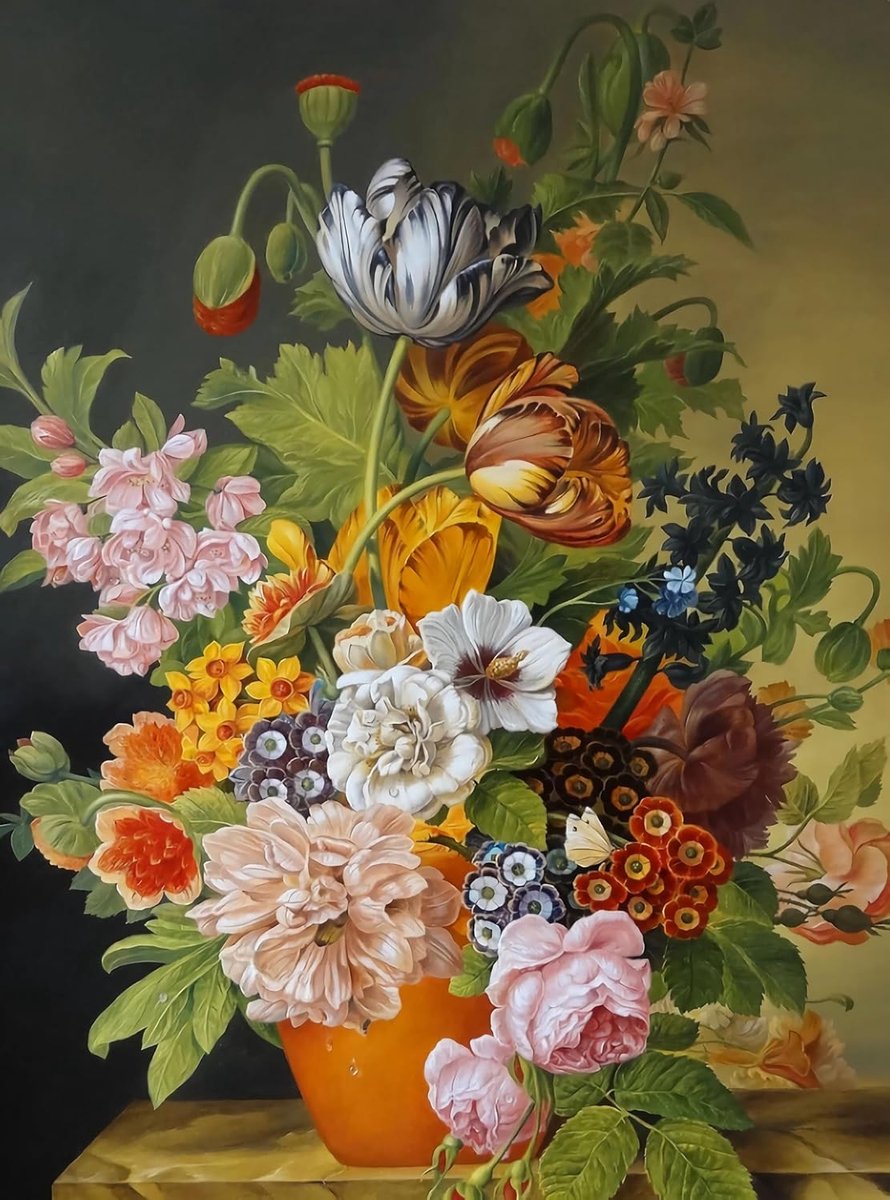 5D Diamond Painting Bloemen Boeket, Vierkante Steentjes, 50x70 cm, Complete Set met Volledige Bedekking