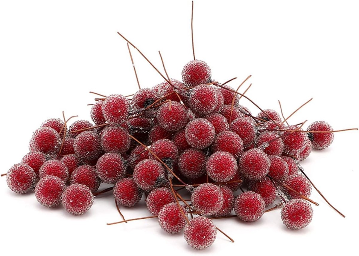 100 stuks kunstmatige rode bessen mini frosted fruit hulstbessen thuis bruiloft decor