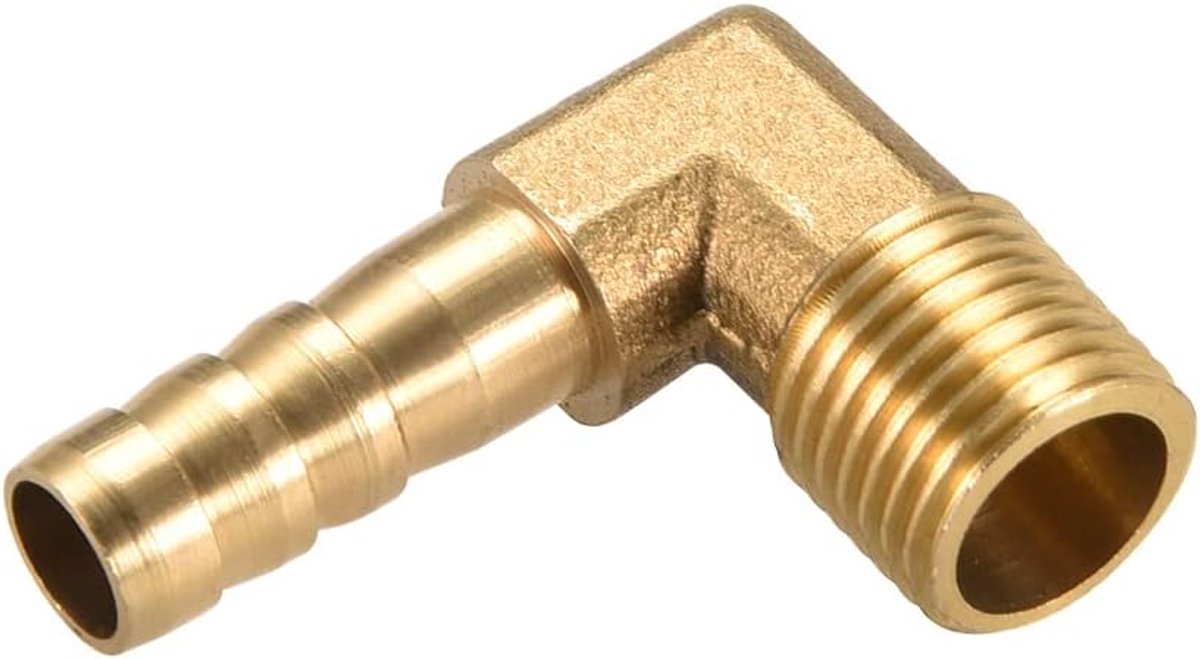 METERXITY Messing buis weerhaken schroefverbindingen - 90° hoek messing 8mm weerhaak reducer toepassing voor waterbrandstof (1/4 PT stekkerkabel)