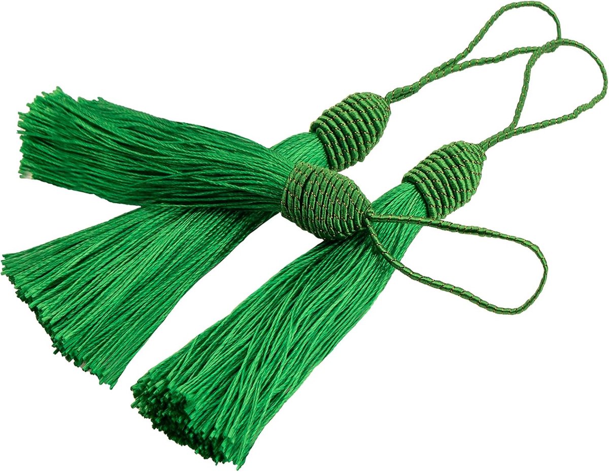Bladwijzer Kwasten 20St 15cm/6 Inch Groene Kwasten met Ananaskop Naai Kwasten Zijdeachtige Floss Mini Ambachten Kwasten met Koordsloog voor Sleutelhanger Oorbel Sieraden DIY Ambachten