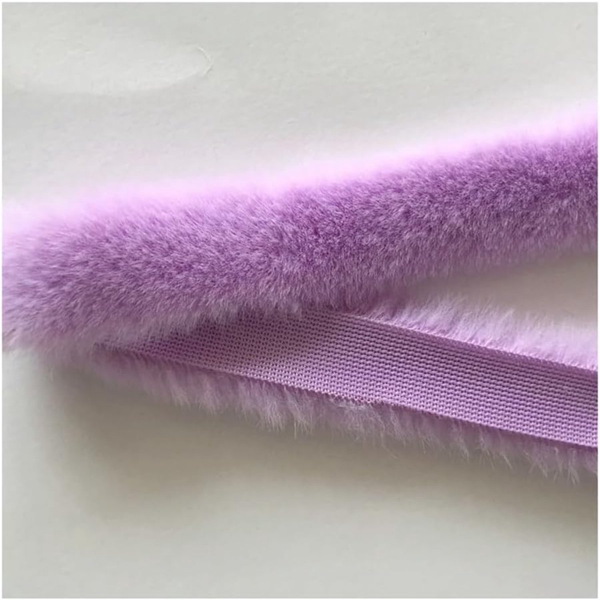 5 stuks 1m×5cm kunstbont rand DIY handgemaakte kunstbontband zacht pluizig kunstbont rand pluche rand voor naaien kunstmatige bontrand voor kostuums knutselen capuchon licht lila