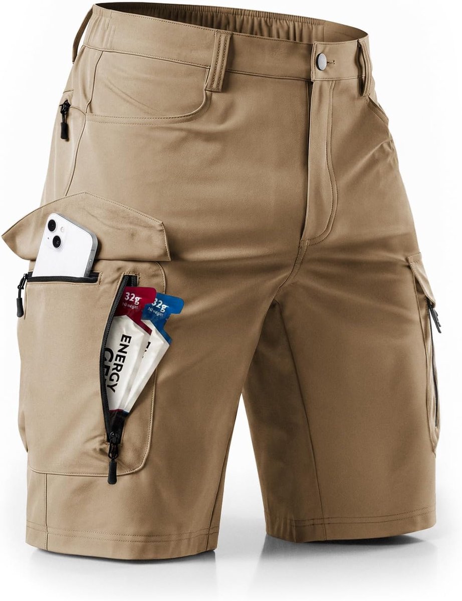 Korte broek voor heren met 7 zakken, cargo shorts, werkbroek mannen, korte bermuda, wandelbroek, stretch fietsbroek, chino zomer, MTB-broek