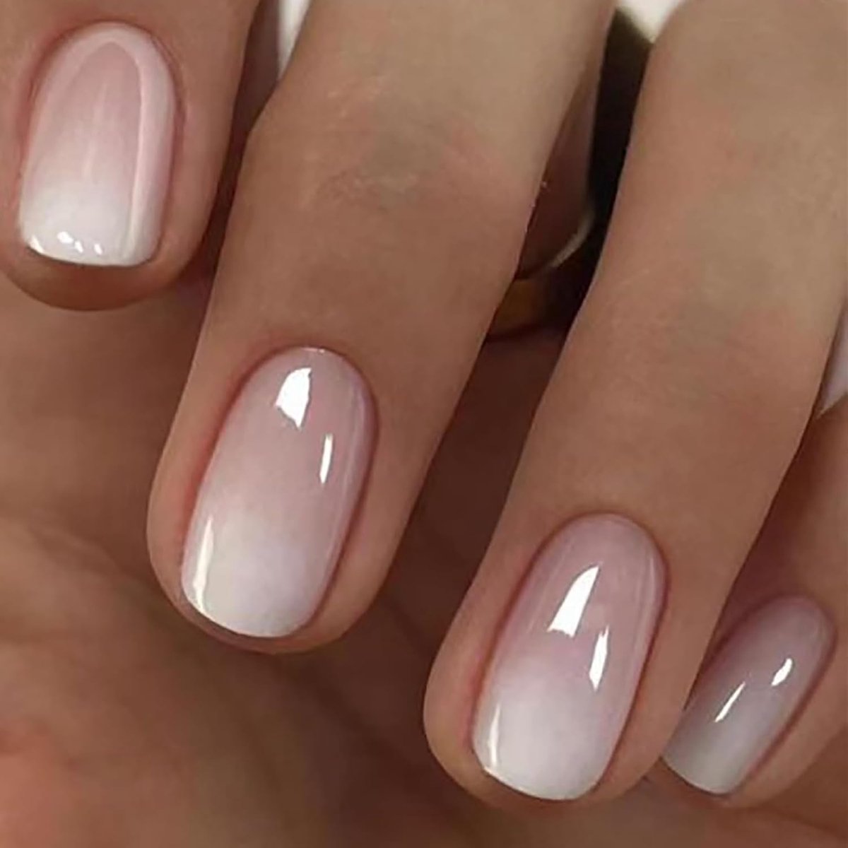 Press-on nagels, 24 stuks, korte vierkante chromen kunstnagels met design, French acryl nagels, glanzend, herbruikbaar, chroom kunstnagels, volledige afdekking