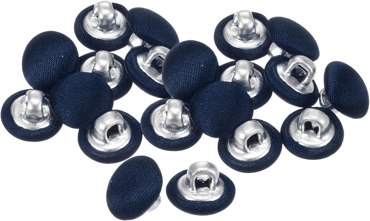 Knopen om op te naaien, metalen schacht, 10 mm gecoate stof voor jurken, blouses, truien, marineblauw, 20 stuks