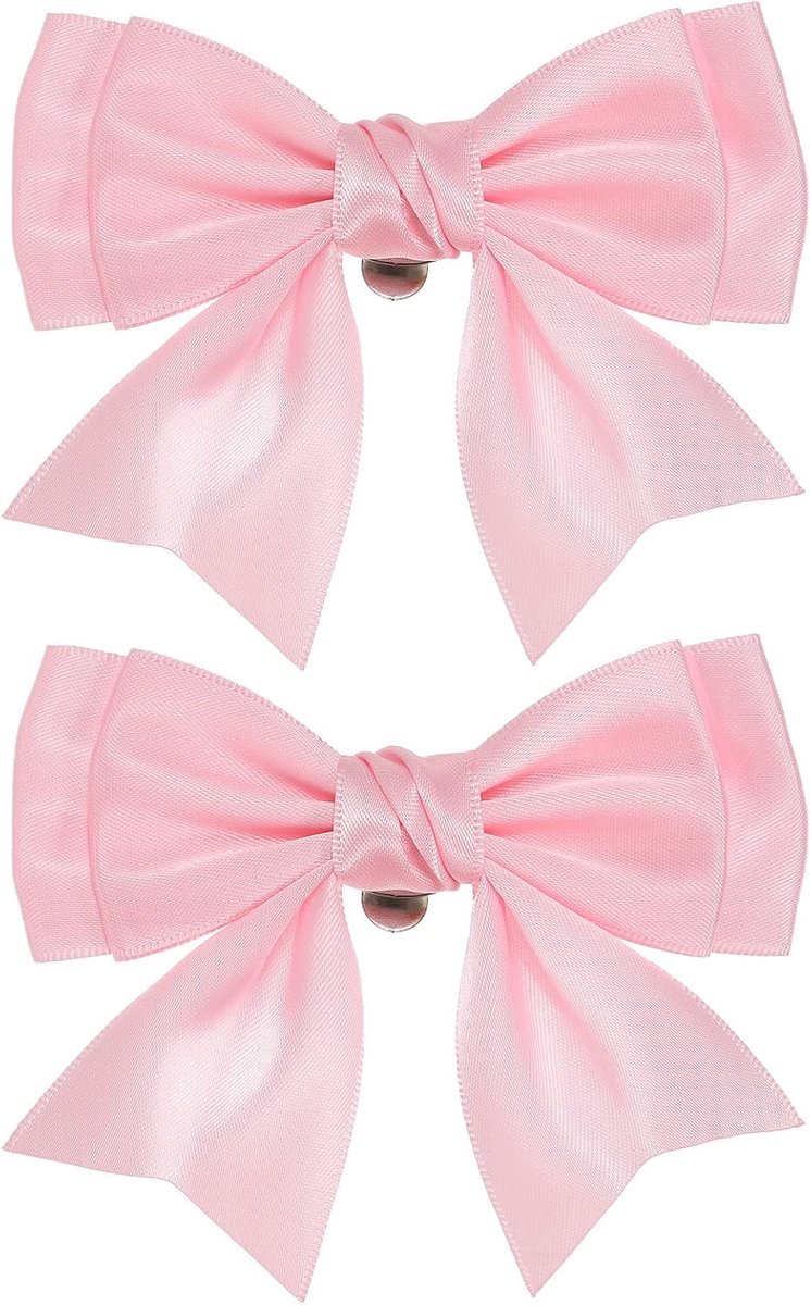 Dames roze satijn elegante afneembare strik schoenclips, 2 stuks x 9 x 7 cm/3,5 x 2,8 inch, bruiloft feest accessoire