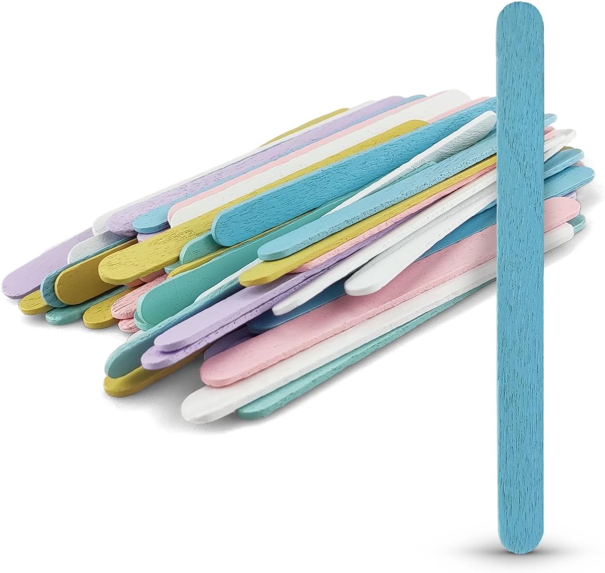 Houten stokjes pastelkleuren 11,4 cm ijsstokjes van hout om te knutselen decoreren kleurrijk gesorteerde knutselstokjes