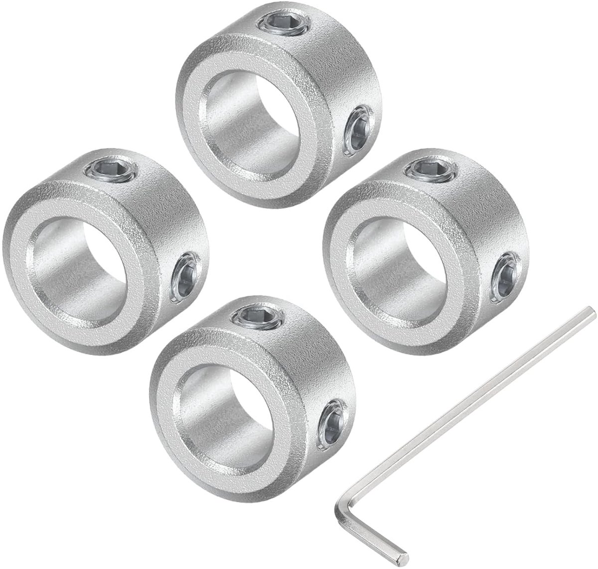 Set met gedeelde halsbanden voor 8 mm, 4 stuks klemklemmen van 14 mm OD, 8 mm dik, klemkraag van aluminiumlegering met bevestigingsschroeven M4 en een sleutel