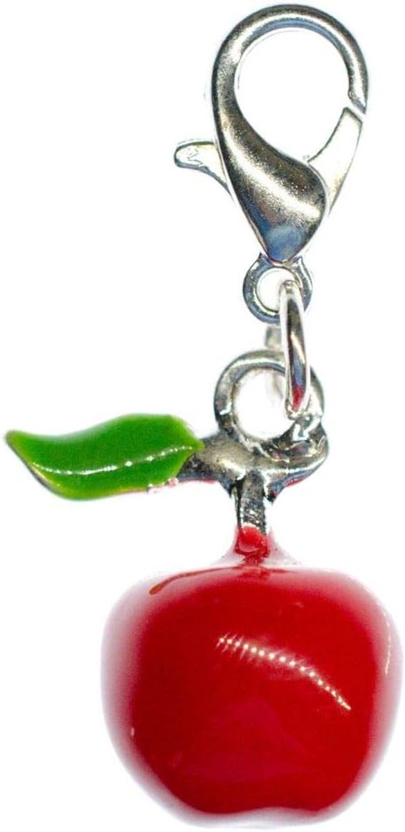 Appel Appels Fruit Charm Zipper Pull 3D rood - Handgemaakte Modesieraden I Kettinghanger verzilverd - Bedelhanger Bedelarmband - Hanger voor armband