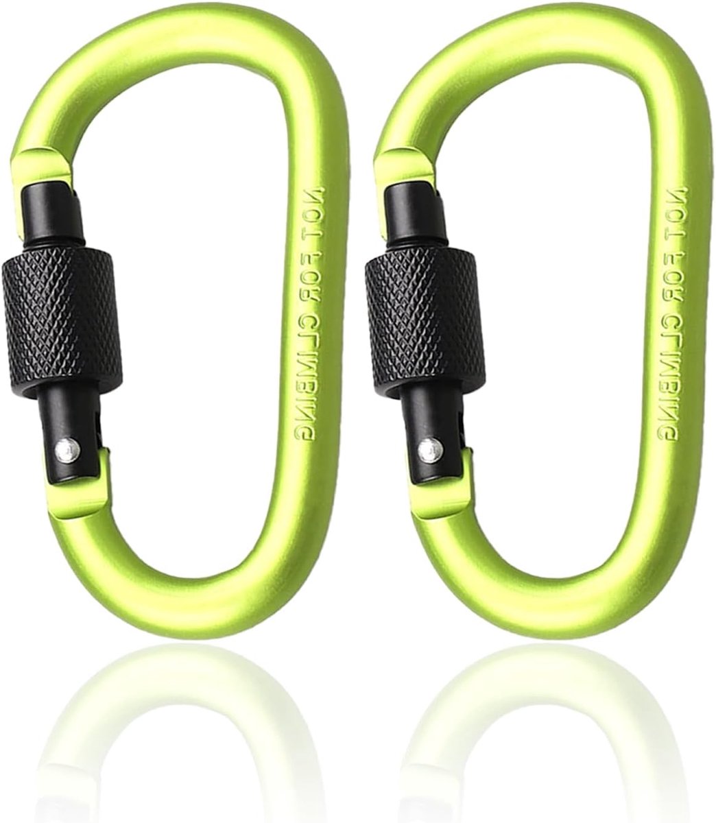 2 stuks karabijnhaak clip vergrendeling karabijnhaak, 7,8 cm/3 inch groene aluminiumlegering D-ring karabijnhaken sleutelvergrendeling sleutelhanger clip haak voor kamperen, wandelen, reizen, vissen