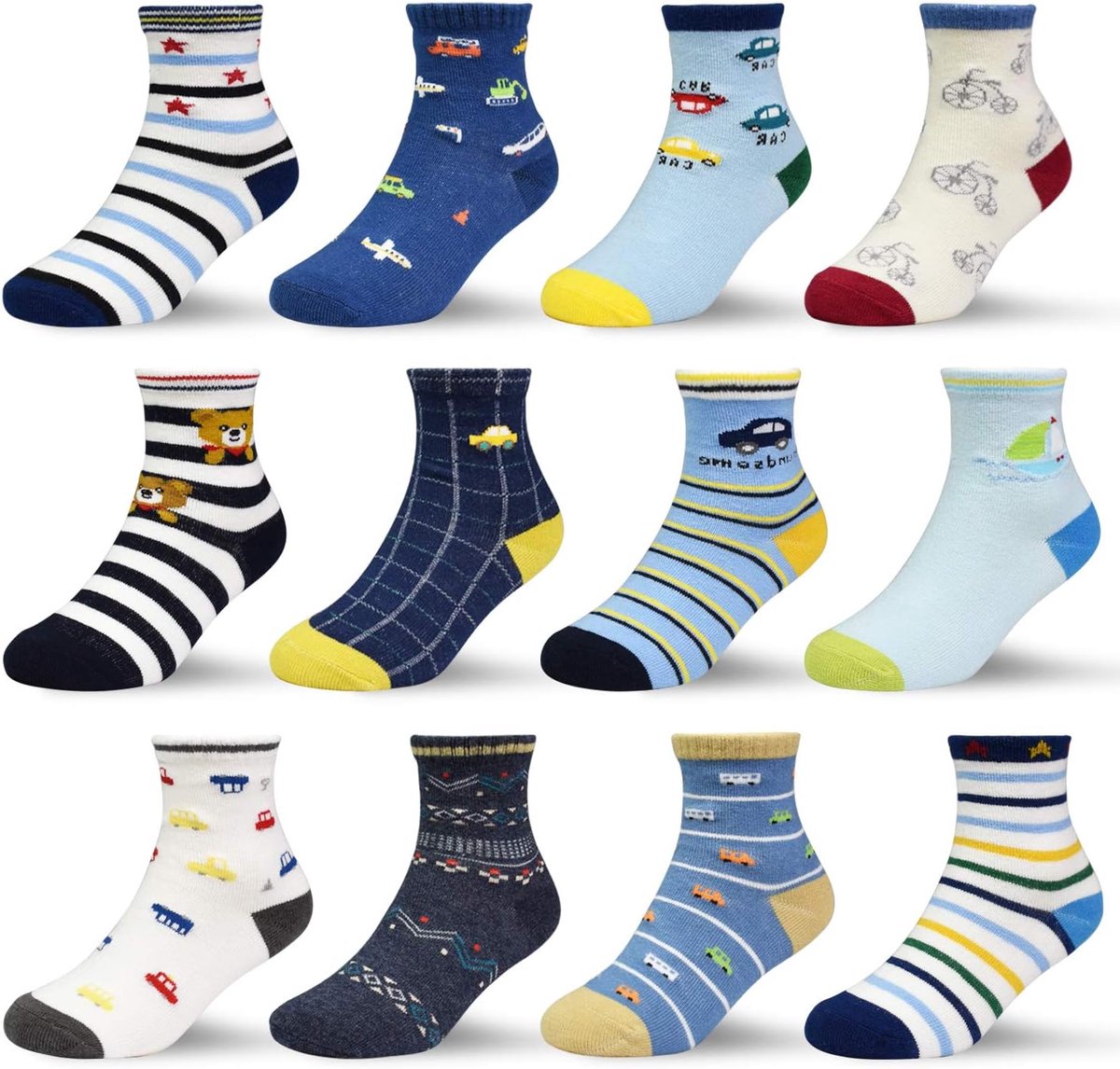 Sokken met antislip voor baby's, kinderen 0-7 jaar, 12 paar antislip-sokken, kind, ABS, sokken, kinderen, jongens, meisjes, 23-26, 27-30, sokken voor peuter, baby, 0-6-12-18 maanden, 3-5 Jaar