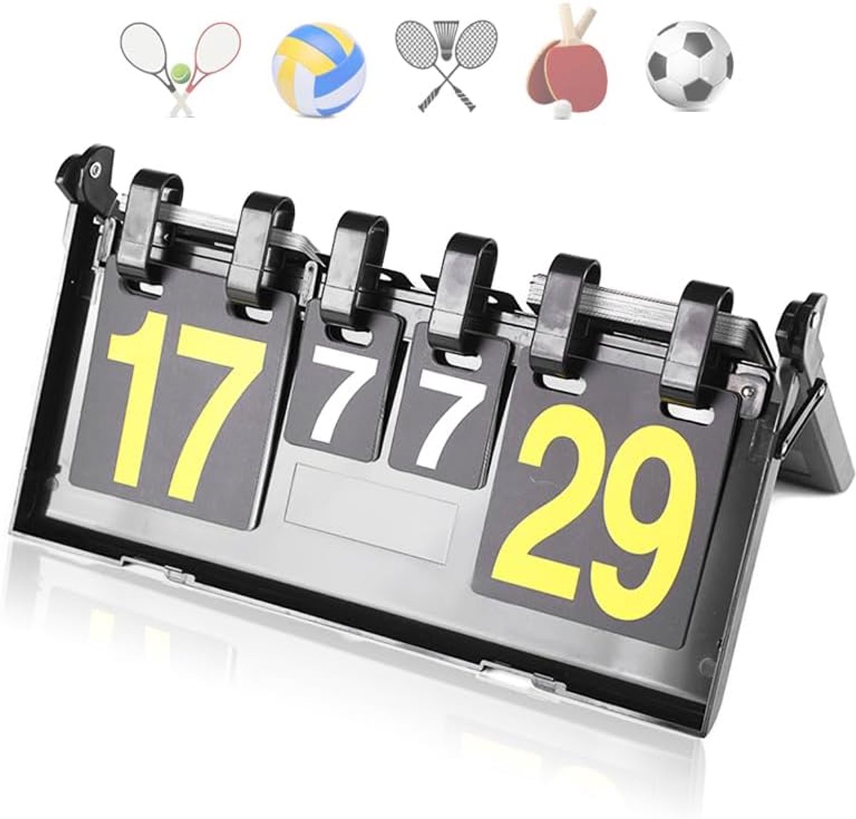 Sport Scorebord Draagbaar Flip 6-cijferig Scoreborden desktop Scorer - Zwart, voor Sport Competitie Voetbal Basketbal Tennis Rugby Tafeltennis Badminton en Meer
