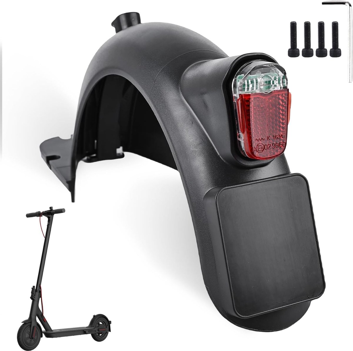 Vervangingsset voor achterspatbord: TOATELU spatbord voor achter, led-achterlicht voor Segway Ninebot Max, G30, G30D, spatbord, achterlicht (zwart)