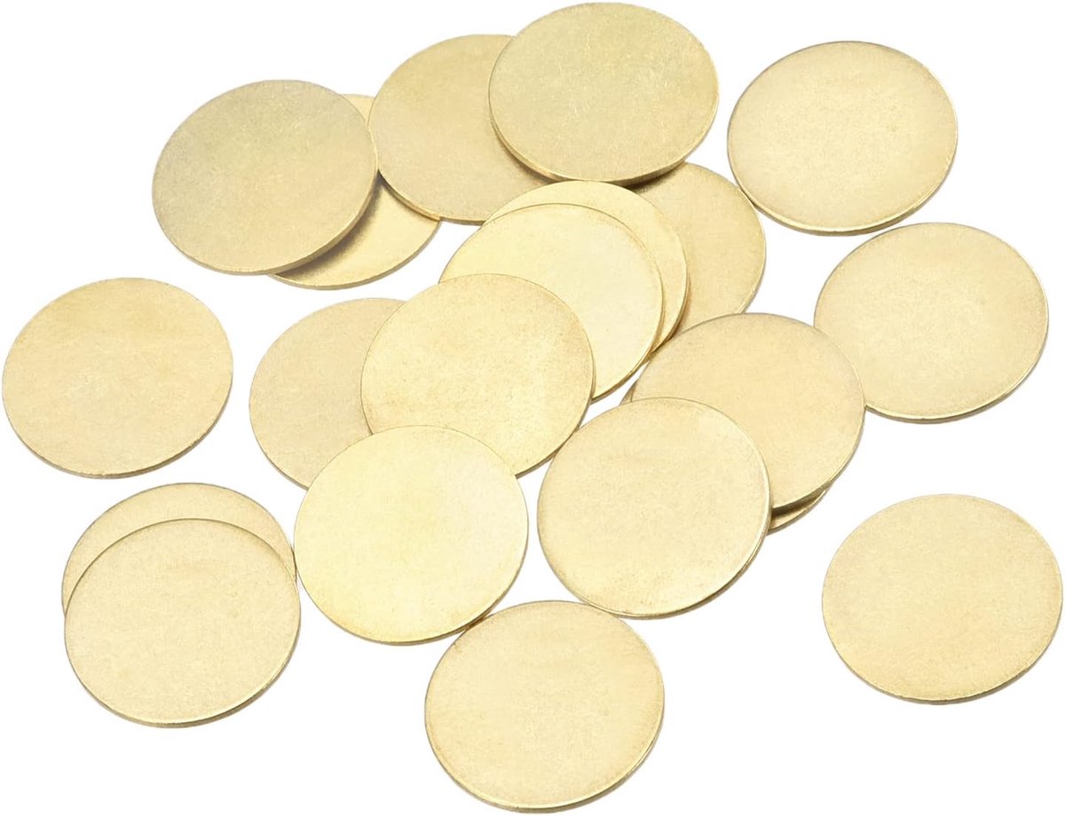 sourcing map 20 stuks messing stanswerk ronde DIY tag van metaal voor handwerk hanger decoratie 20 mm x 1 mm