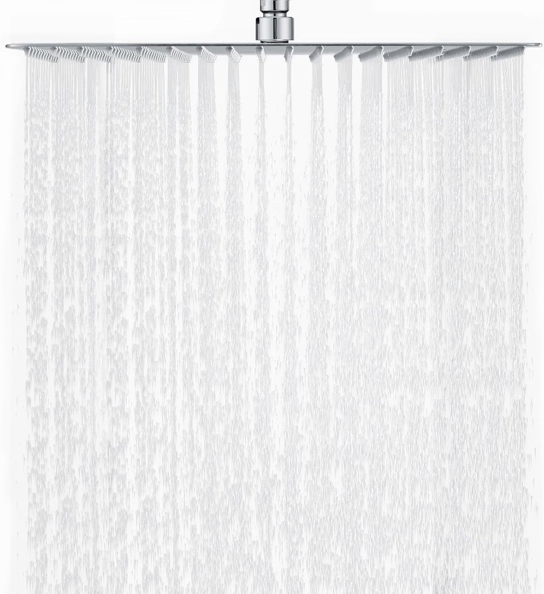 Regendouche 40x40cm/16 inch Vierkant, 304 RVS Regendouchekop Waterbesparend met 324 Siliconen Spuitmondjes met Antikalkfunctie, Regendouchekop 360° Draaibaar, Chroom