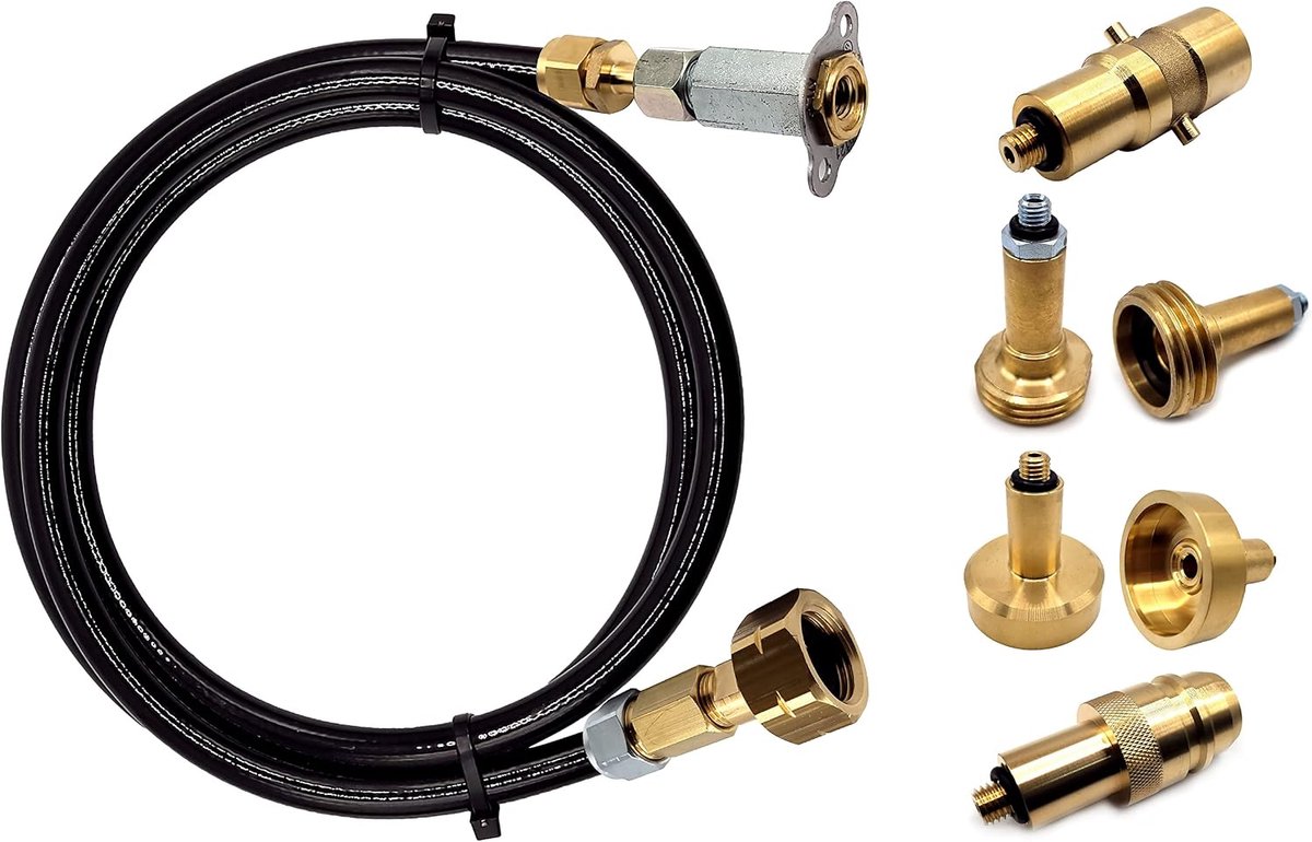 LPG GPL Europese Propaan Gasfles Vulset voor heel Europa met Bajonet Euronozzle DISH ACME Adapters tot M10 Mini Verborgen Vulpunt