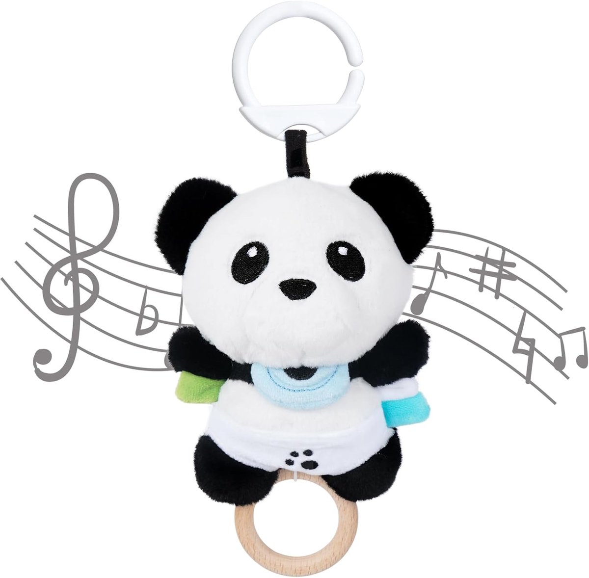 Kinderspeelgoed om op te hangen met muziek, Nanna wiegen, pluche aniaml speelgoed voor baby's, muziekspeelgoed om op te hangen, voor kinderwagen/babybed/autostoel (panda)