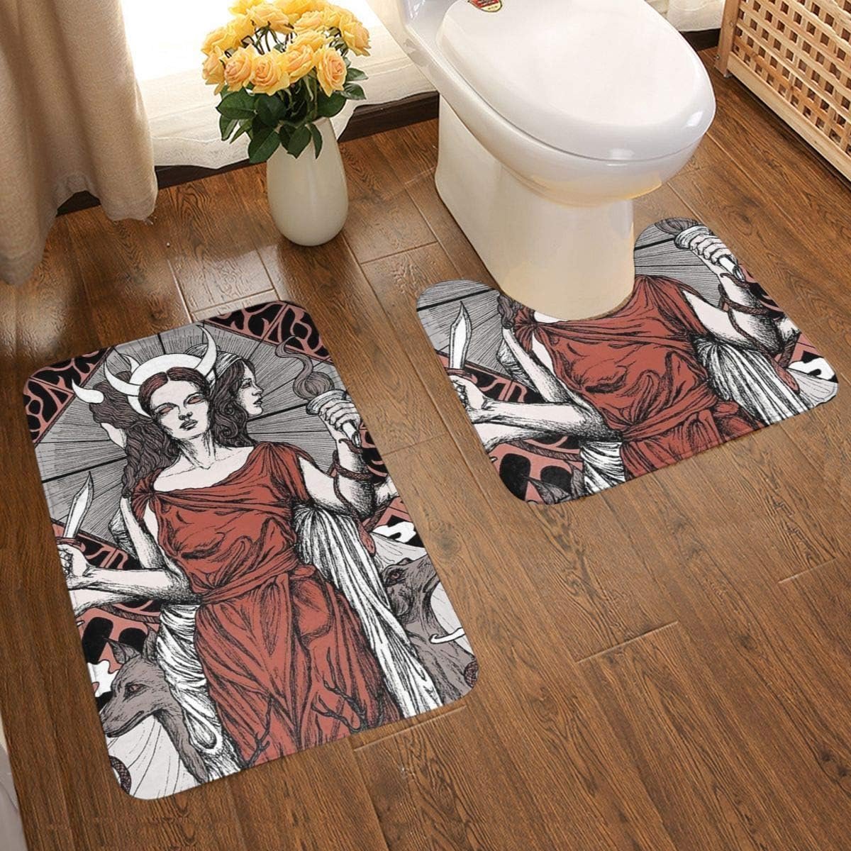 2-delige zachte anti-slip badmatset, textuur fotografie inclusief 80x50cm hoge absorptie wc-bril en 50x40cm microvezel zachte zachte zachte badtapijt, anti-slip mat wasbaar.