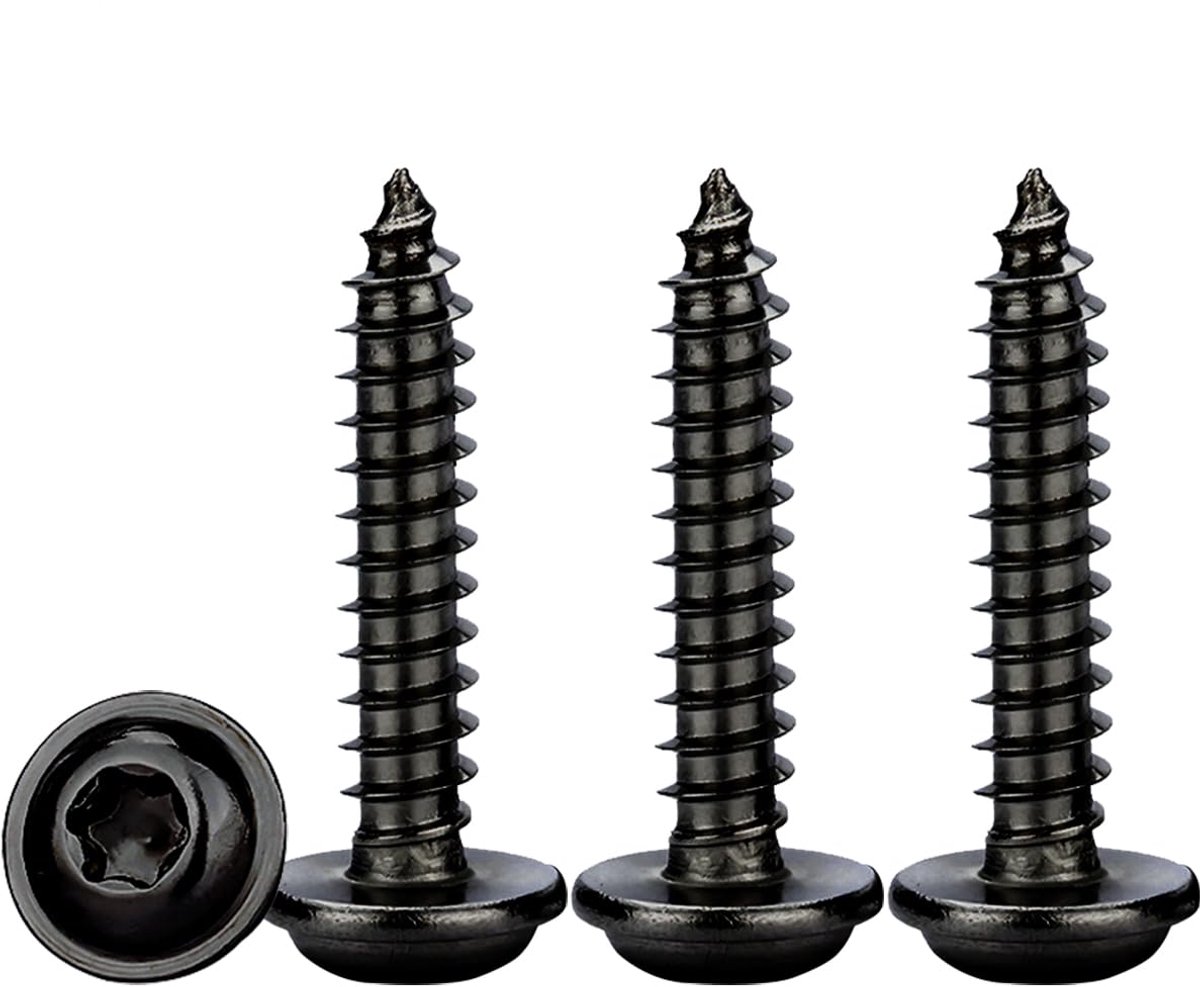 Zelfborende Schroeven Zwart, 50 Stuks M4x16mm Plaatschroeven Met Ring Torx Houtschroeven Zwart Roestvrij Staal A2 V2A