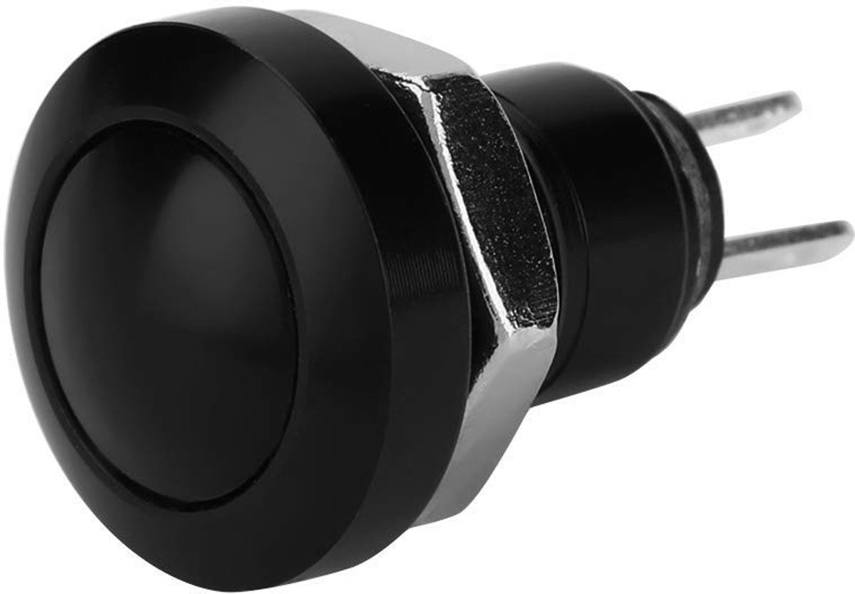 Momentane Drukknop, Auto 1A 24V 8mm Toeter Mini Waterdichte Startknop Zinkaluminiumlegering (Zwart) Voor Interieur en Exterieur