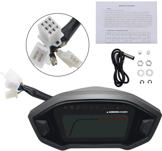 Motorfiets, toerenteller, 13000 RPM, motormeter, LED-achtergrondverlichting, digitale kilometerteller voor 2-4 cilinders, universeel met snelheidssensor — afbeelding 5