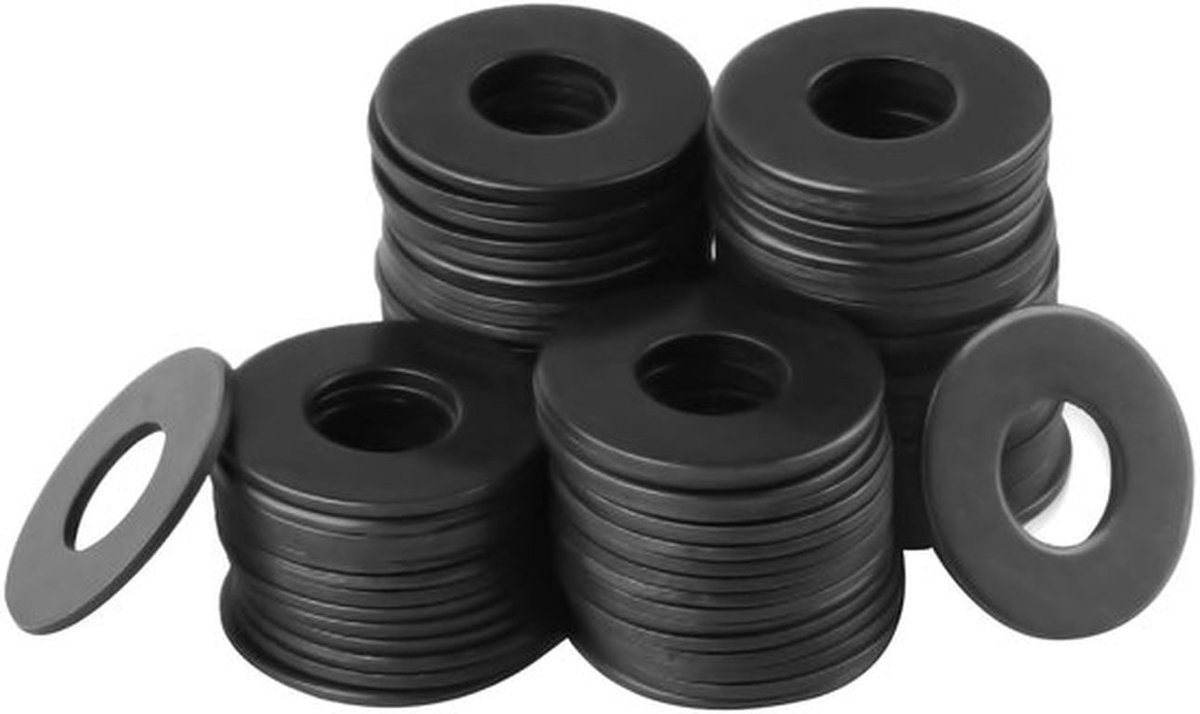 120 Stuks M6 Ringen, M6 x 12mm Platte Afstandhouders, Zwarte Carbon Stalen Onderleggers voor Schroeven en Draadstangen