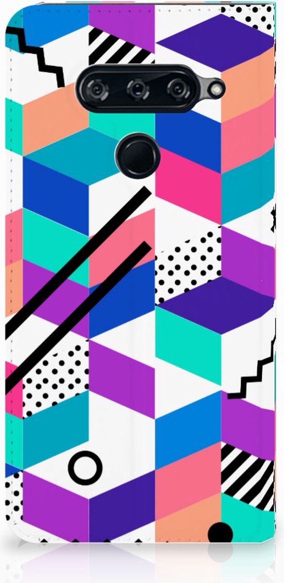 LG V40 Thinq Stand Case Blokken Kleurrijk