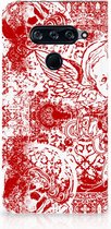 LG V40 Thinq Mobiel BookCase Angel Skull Red