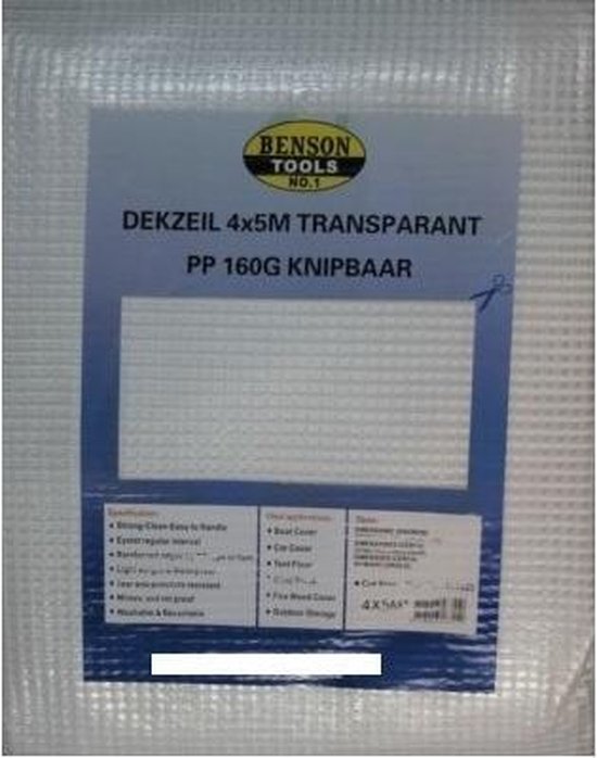 Transparant afdekzeil / dekzeil - 4 x 5 meter - polypropyleen grondzeil / dekkleed