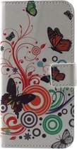 Shop4 - iPhone Xs Hoesje - Wallet Case Vlinders Wit