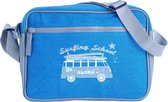 Blauwe tas, messenger bag POPQORN, model Cruz