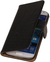 Zwart Croco Design Book Cover Hoesje Galaxy S4 I9500