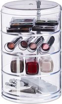 Relaxdays make-up organizer met 4 vakken - draaibaar - cosmetica - rond acryl doorzichtig