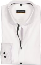 ETERNA slim fit overhemd - niet doorschijnend twill - wit (zwart contrast) - Strijkvrij - Boordmaat: 44