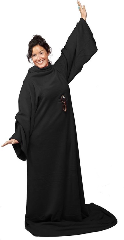 Snug Rug Cosy - Couverture polaire avec manches - Noir - Couverture TV - Plaid - Couverture thermique