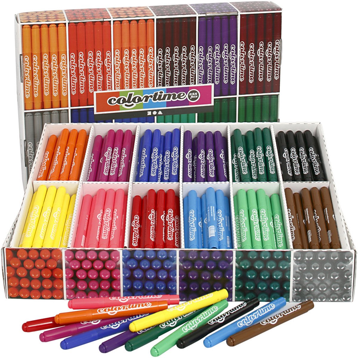 Colortime stiften, lijndikte 5 mm, diverse kleuren, 576 stuk/ 1 doos