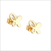 Aramat jewels ® - Zweerknopjes oorbellen vlinder goudkleurig chirurgisch staal 9mm